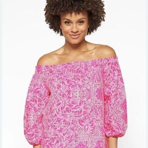 NWT Lilly Pulitzer Winifred piñata pink off the shoulder size medium blouse.